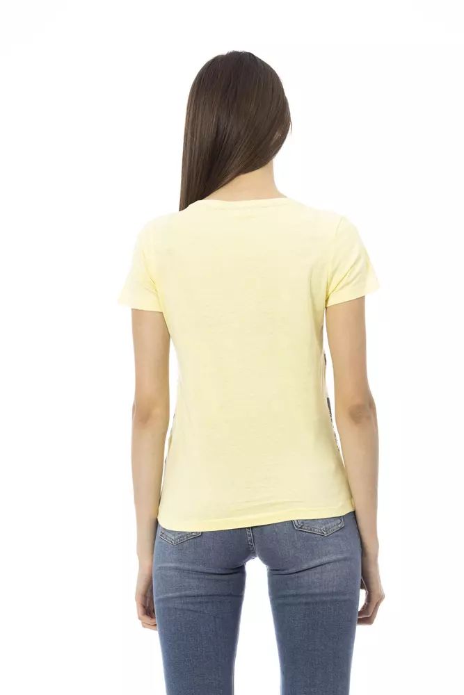 Trussardi Action Chic Yellow Short Sleeve Tee With Front Print