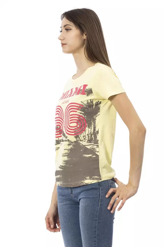 Trussardi Action Chic Yellow Short Sleeve Tee With Front Print