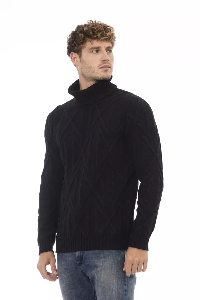 Alpha studio Black Merino Wool Sweater