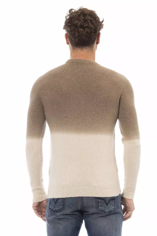 Alpha studio Beige Alpaca Leather Sweater