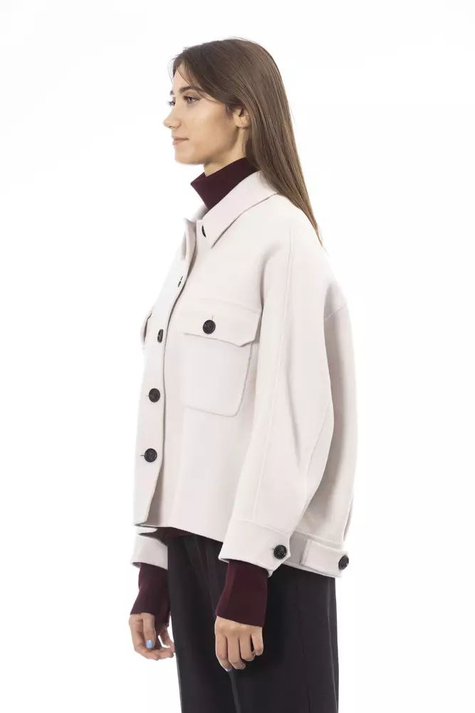 Alpha Studio White Wool Blazer Jacket