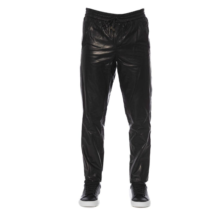Trussardi Black LAMB Leather Jeans & Pant