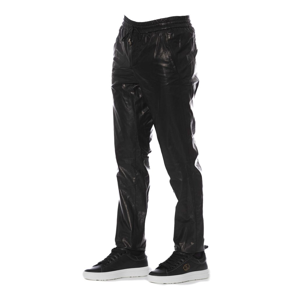 Trussardi Black LAMB Leather Jeans & Pant