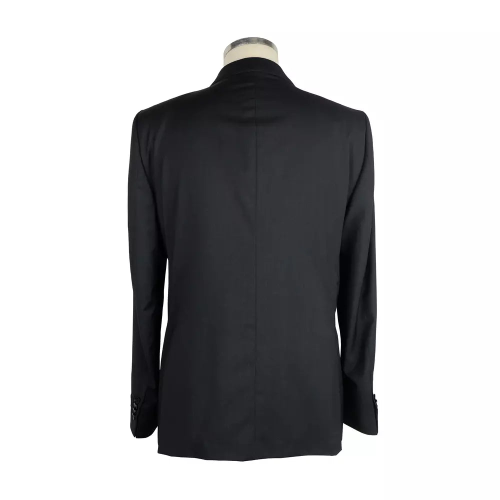 Made in Italy Black Wool Vergine Suit
