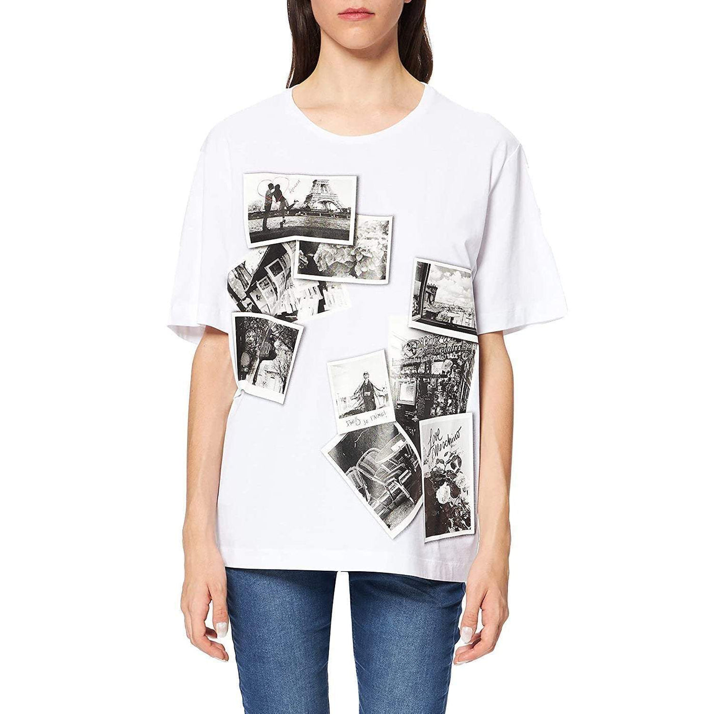 Love Moschino oversized photo printed  Tops & T-Shirt feed-agegroup-adult, feed-color-White, feed-gender-female, IT38|XS, IT40|S, IT42|M, IT44|L, Love Moschino, Tops & T-Shirts - Women - Clothing, White at SEYMAYKA