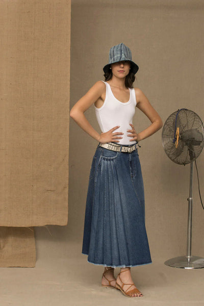 Don The Fuller Blue Cotton Skirt Blue, Don The Fuller, feed-1, Skirts - Women - Clothing, W30 | IT44, W32 | IT46 at SEYMAYKA