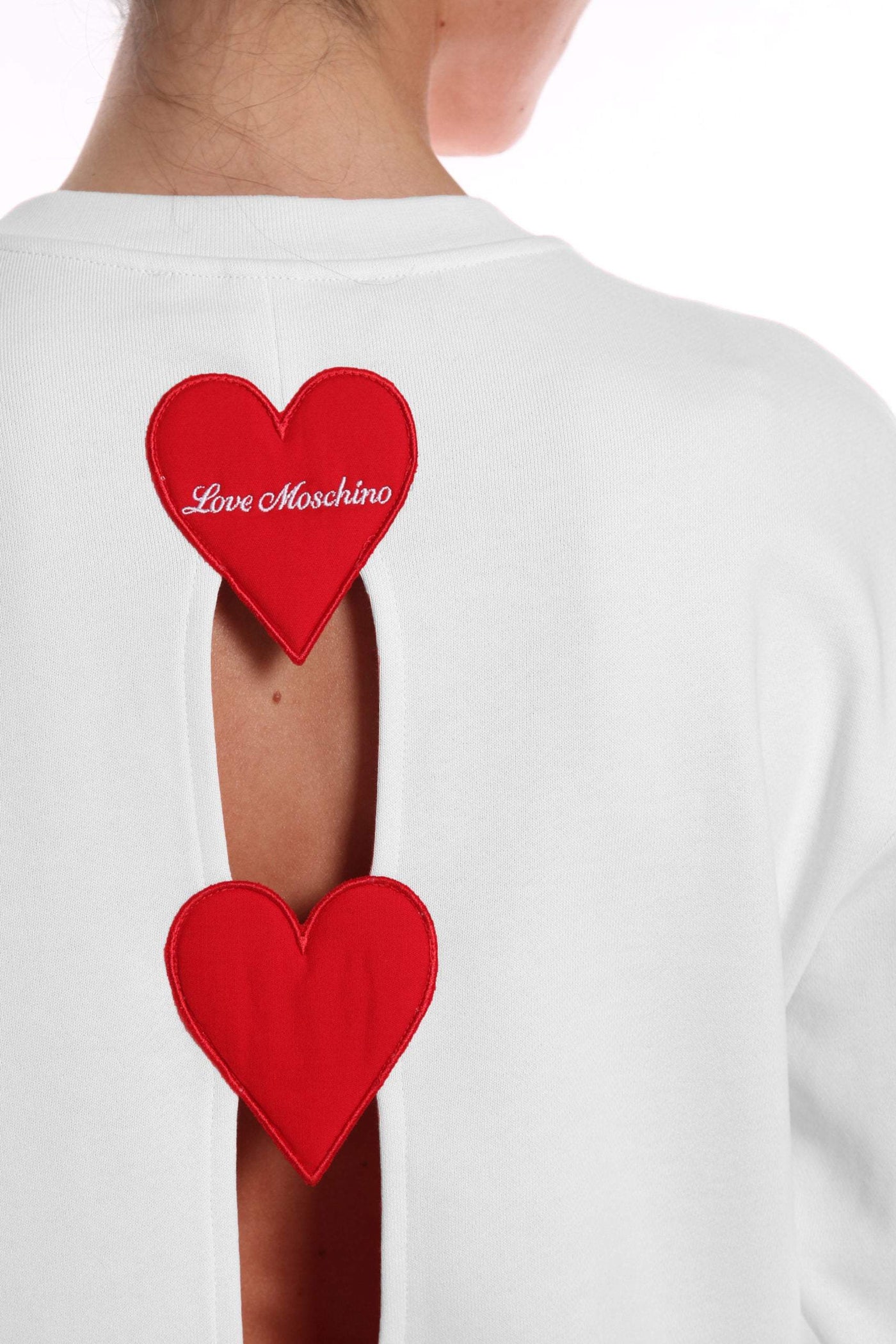 Love Moschino White Cotton Sweater feed-1, IT40|S, IT42|M, IT44|L, IT46 | L, IT48 | XL, Love Moschino, Sweaters - Women - Clothing, White at SEYMAYKA