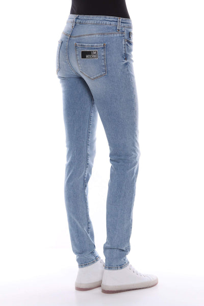 Love Moschino Blue Cotton Jeans & Pant Blue, feed-1, Jeans & Pants - Women - Clothing, Love Moschino, W25 | IT39, W26 | IT40, W27 | IT41, W28 | IT42, W29 | IT43, W31 | IT45, W32 | IT46 at SEYMAYKA