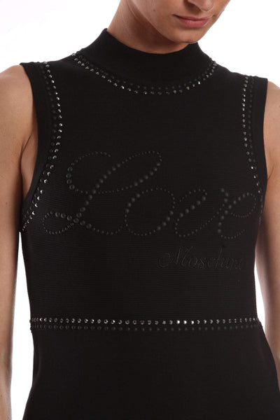 Love Moschino Black Cotton Dress Black, Dresses - Women - Clothing, feed-1, IT38|XS, IT40|S, IT42|M, IT44|L, Love Moschino at SEYMAYKA