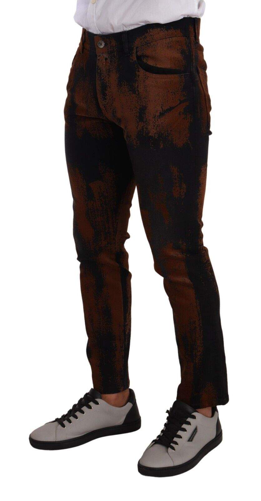 Dolce & Gabbana Black Brown Tie Dye Cotton Skinny Denim Jeans #men, Black and Brown, Dolce & Gabbana, feed-1, IT48 | M, Jeans & Pants - Men - Clothing at SEYMAYKA