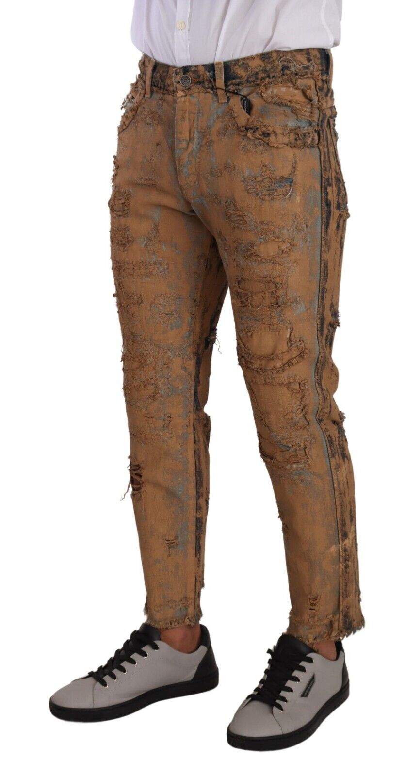 Dolce & Gabbana Brown Distressed Cotton Regular Denim Jeans #men, Brown, Dolce & Gabbana, feed-1, IT48 | M, Jeans & Pants - Men - Clothing at SEYMAYKA