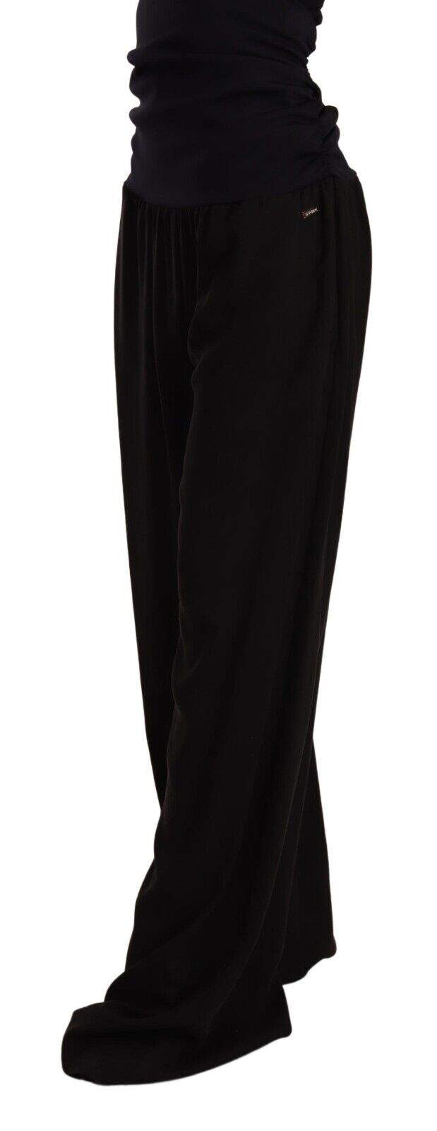 GF Ferre Black High Waist Straight Long Dress Trouser Pants Black, feed-1, GF Ferre, IT40|S, Jeans & Pants - Women - Clothing at SEYMAYKA