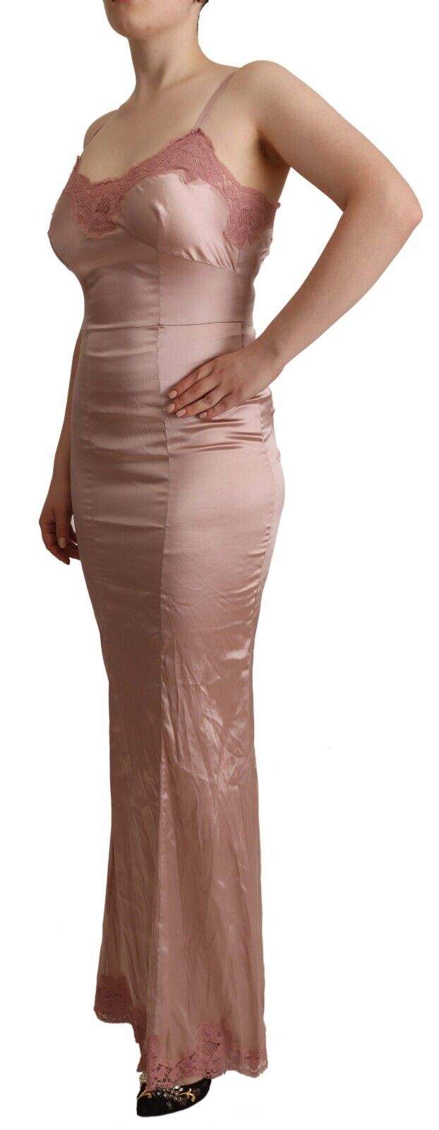 Dolce & Gabbana Pink Lace Long Bodycon Maxi Polyester Dress Dolce & Gabbana, Dresses - Women - Clothing, feed-1, IT42|M, Pink at SEYMAYKA