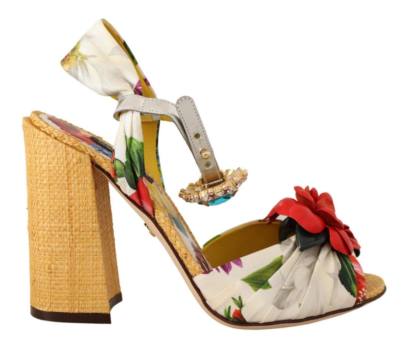 Dolce & Gabbana Multicolor Crystal Keira Sandals Silk Shoes Dolce & Gabbana, EU40/US9.5, feed-1, Multicolor, Sandals - Women - Shoes at SEYMAYKA