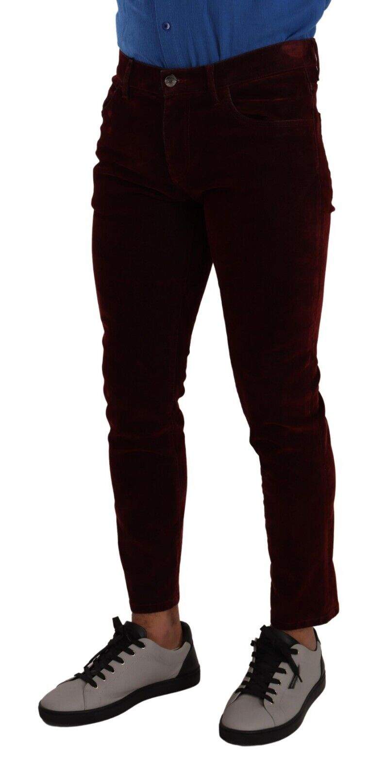 Dolce & Gabbana Dark Red Cotton Velvet Skinny  Denim Jeans #men, Bordeaux, Dolce & Gabbana, feed-1, IT48 | M, Jeans & Pants - Men - Clothing at SEYMAYKA