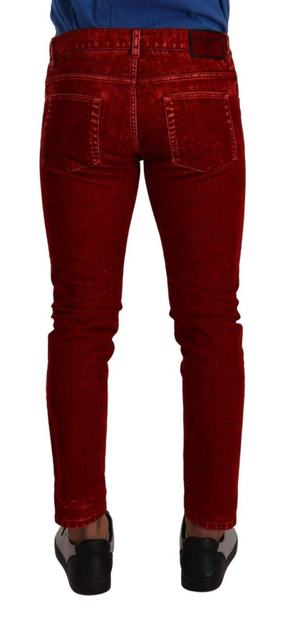 Dolce & Gabbana Red Cotton Stretch Skinny Denim Trouser Jeans #men, Dolce & Gabbana, feed-1, IT48 | M, Jeans & Pants - Men - Clothing, Red at SEYMAYKA