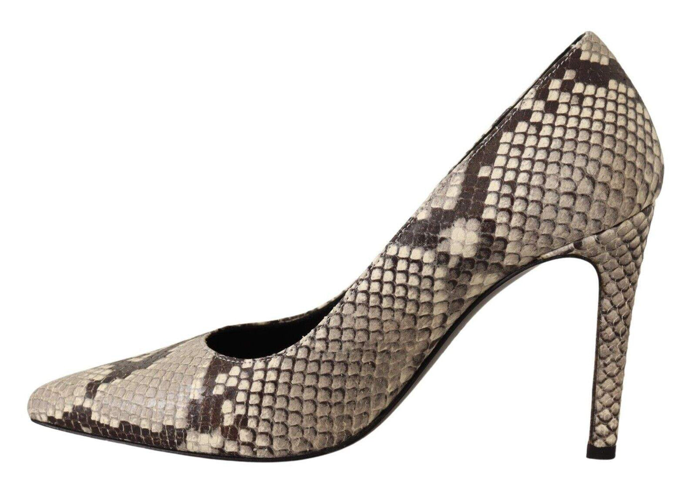 SOFIA Gray Snake Skin Leather Stiletto High Heels Pumps Shoes EU37/US6.5, feed-1, Gray, Pumps - Women - Shoes, SOFIA at SEYMAYKA