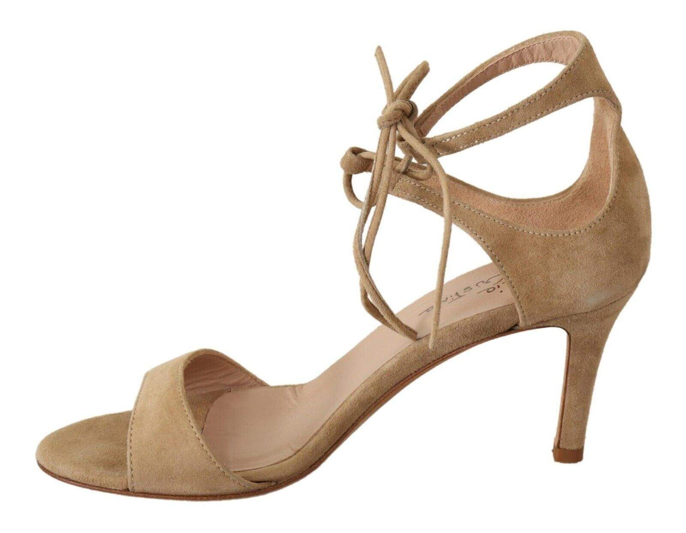 MARIA CHRISTINA Beige Suede Leather Ankle Strap Pumps Beige, EU35/US4.5, feed-1, MARIA CHRISTINA, Pumps - Women - Shoes at SEYMAYKA
