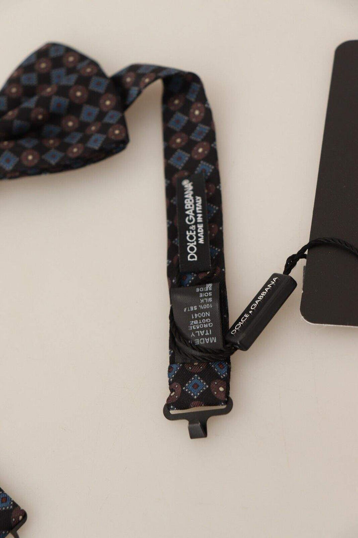 Dolce & Gabbana Black Patterned Silk Adjustable Neck Papillon Bow Tie #men, Black, Dolce & Gabbana, feed-1, Ties & Bowties - Men - Accessories at SEYMAYKA