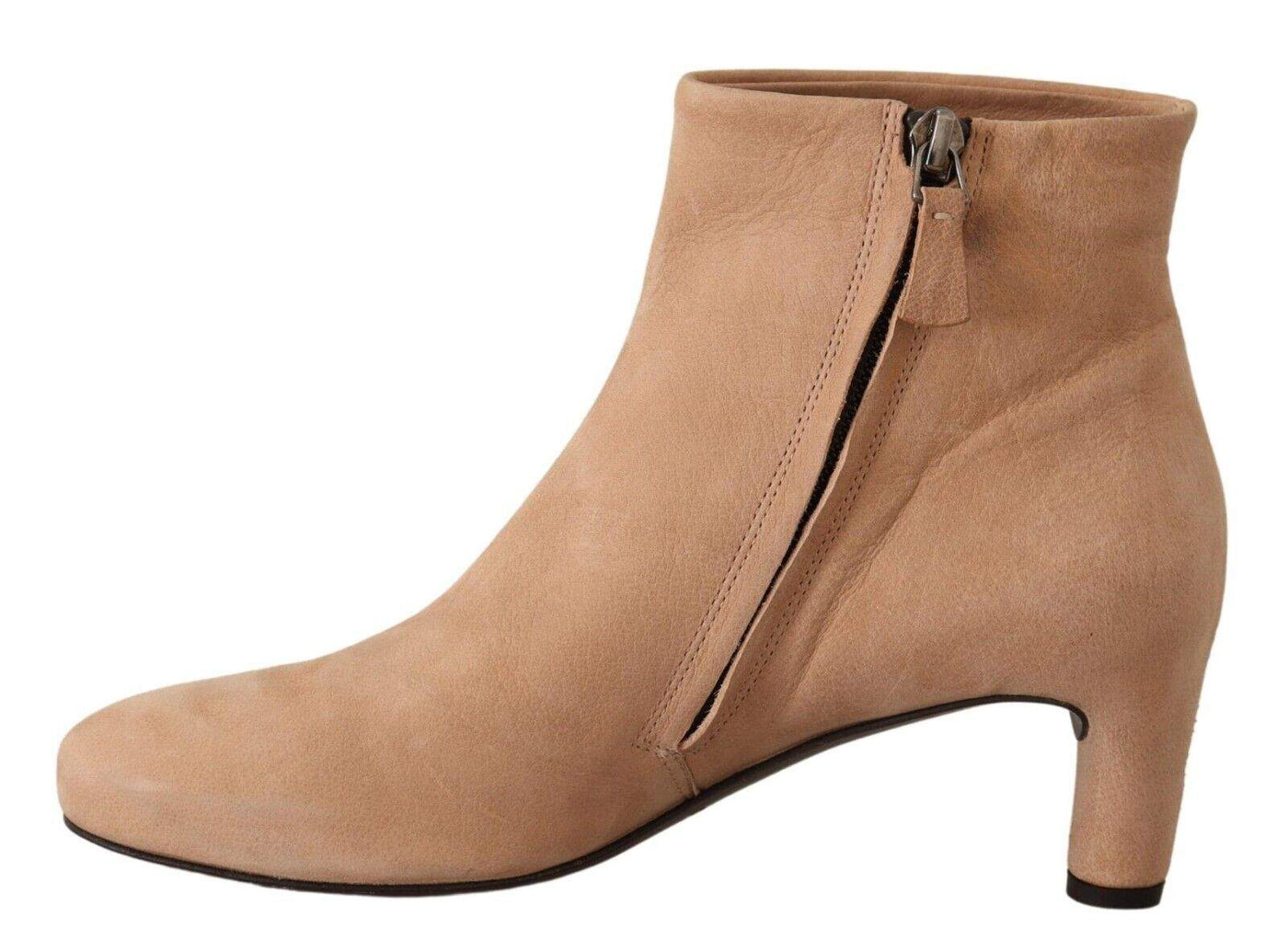DEL CARLO Beige Suede Leather Mid Heels Pump Boot Beige, Boots - Women - Shoes, DEL CARLO, EU36/US5.5, feed-1 at SEYMAYKA