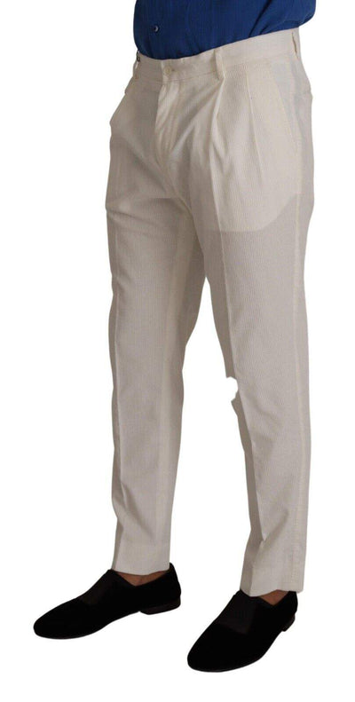 Dolce & Gabbana White Corduroy Cotton  Tapered Pants #men, Dolce & Gabbana, feed-1, IT48 | M, Jeans & Pants - Men - Clothing, Off White at SEYMAYKA