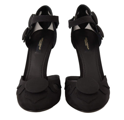 Dolce & Gabbana Black Mesh Ankle Strap Stiletto Pumps Shoes Black, Dolce & Gabbana, EU39/US8.5, feed-1, Pumps - Women - Shoes at SEYMAYKA