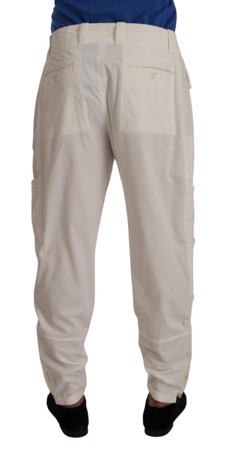 Dolce & Gabbana Off White Cotton Corduroy Cargo Pants #men, Dolce & Gabbana, feed-1, IT48 | M, Jeans & Pants - Men - Clothing, Off White at SEYMAYKA