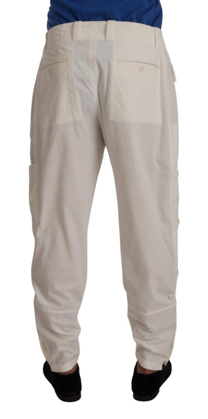 Dolce & Gabbana Off White Cotton Corduroy Cargo Pants #men, Dolce & Gabbana, feed-1, IT48 | M, Jeans & Pants - Men - Clothing, Off White at SEYMAYKA