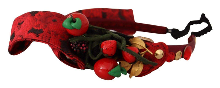 Dolce & Gabbana Red Tiara Berry Fruit Crystal Bow Hair Diadem Headband Dolce & Gabbana, feed-1, Headbands - Women - Accessories, Red at SEYMAYKA