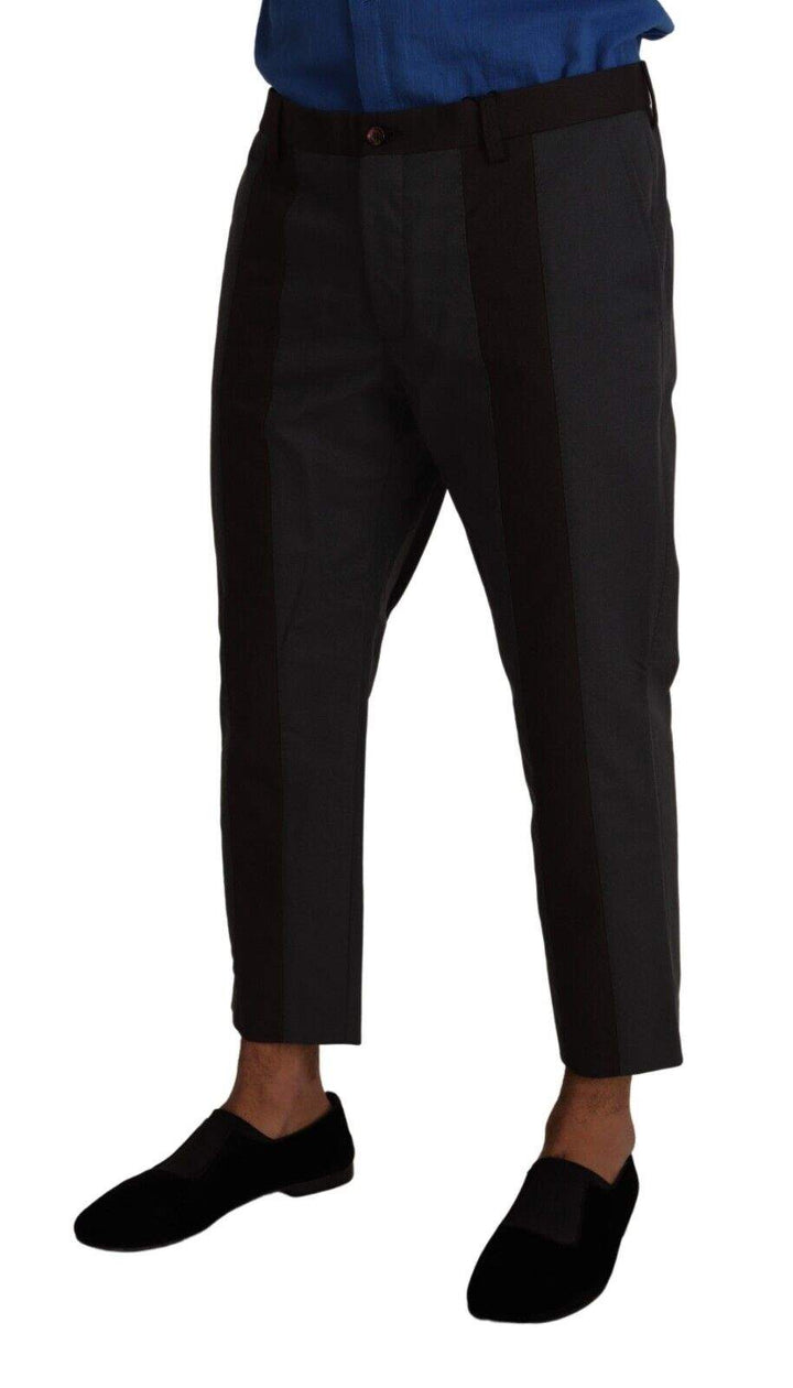 Dolce & Gabbana Gray Bordeaux Striped Cropped Trouser Pants #men, Dolce & Gabbana, feed-1, Gray, IT48 | M, IT52 | XL, IT54 | XL, Jeans & Pants - Men - Clothing at SEYMAYKA