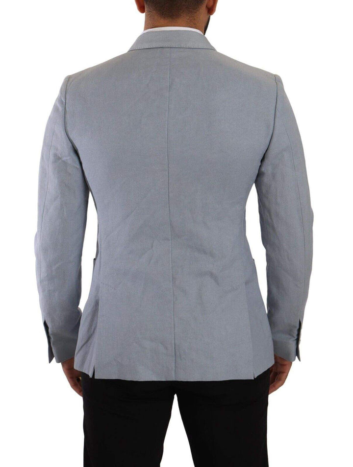 Dolce & Gabbana Blue Cotton Linen Slim Fit Jacket Coat Blazer #men, Blazers - Men - Clothing, Dolce & Gabbana, feed-1, IT50 | L, Light Blue at SEYMAYKA