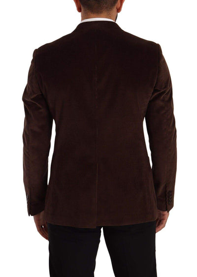 Dolce & Gabbana Brown Corduroy Slim Fit Coat DG Logo Blazer #men, Blazers - Men - Clothing, Brown, Dolce & Gabbana, feed-1, IT50 | L at SEYMAYKA