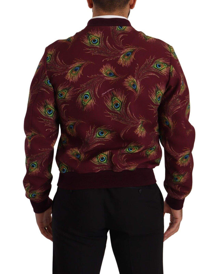 Dolce & Gabbana Red Peacock Polyester Stretch Full Zip Jacket #men, Dolce & Gabbana, feed-1, IT48 | M, Jackets - Men - Clothing, Red at SEYMAYKA