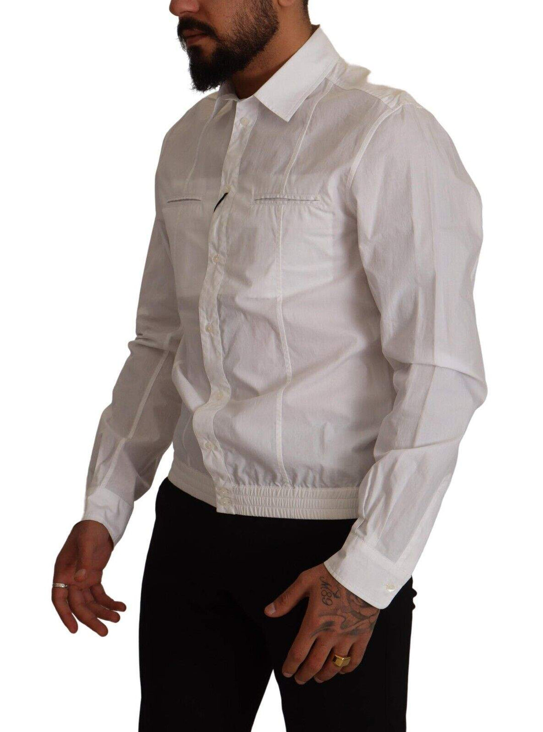 Dolce & Gabbana White Cotton Button Down  Collared Shirt #men, Dolce & Gabbana, feed-1, IT41 | L, Polo Shirt - Men - Clothing, White at SEYMAYKA