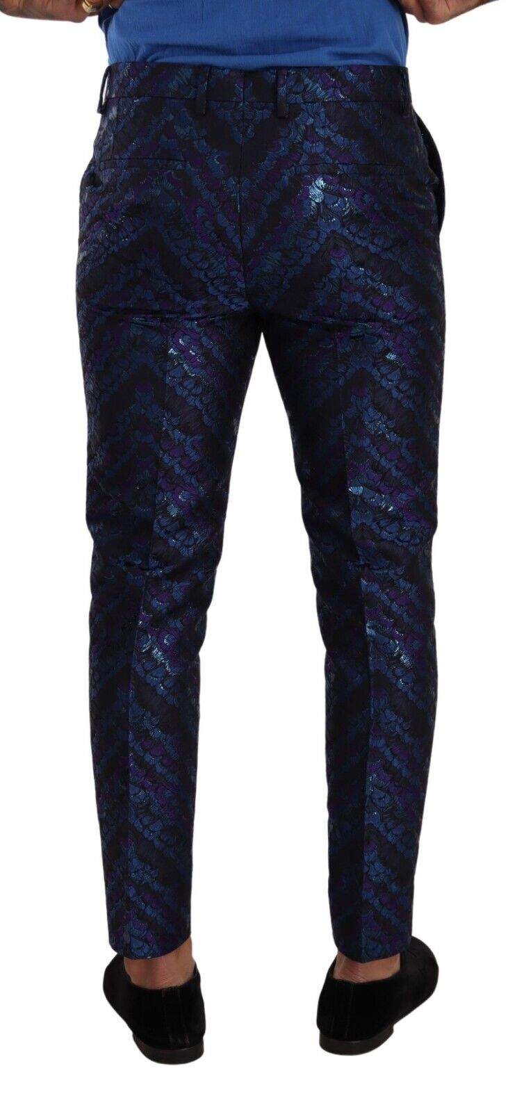 Dolce & Gabbana Blue Purple Jacquard Formal Trouser Dress Pants #men, Blue, Dolce & Gabbana, feed-1, IT48 | M, Jeans & Pants - Men - Clothing at SEYMAYKA