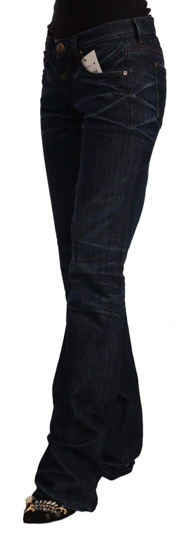 Ermanno Scervino Dark Blue Mid Waist Cotton Denim Straight Jeans Blue, Ermanno Scervino, feed-1, Jeans & Pants - Women - Clothing, W26 | IT40 at SEYMAYKA