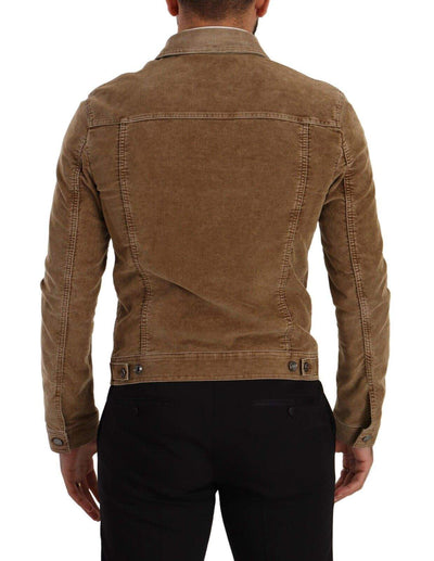Dolce & Gabbana Brown Corduroy Cotton Logo Embroidery Jacket #men, Brown, Dolce & Gabbana, feed-1, IT48 | M, Jackets - Men - Clothing at SEYMAYKA
