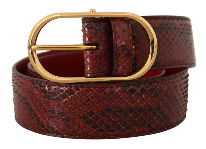 Dolce & Gabbana Red Exotic Leather Gold Oval Buckle Belt 75 cm / 30 Inches, 80 cm / 32 Inches, Belts - Women - Accessories, Dolce & Gabbana, feed-1, Red at SEYMAYKA