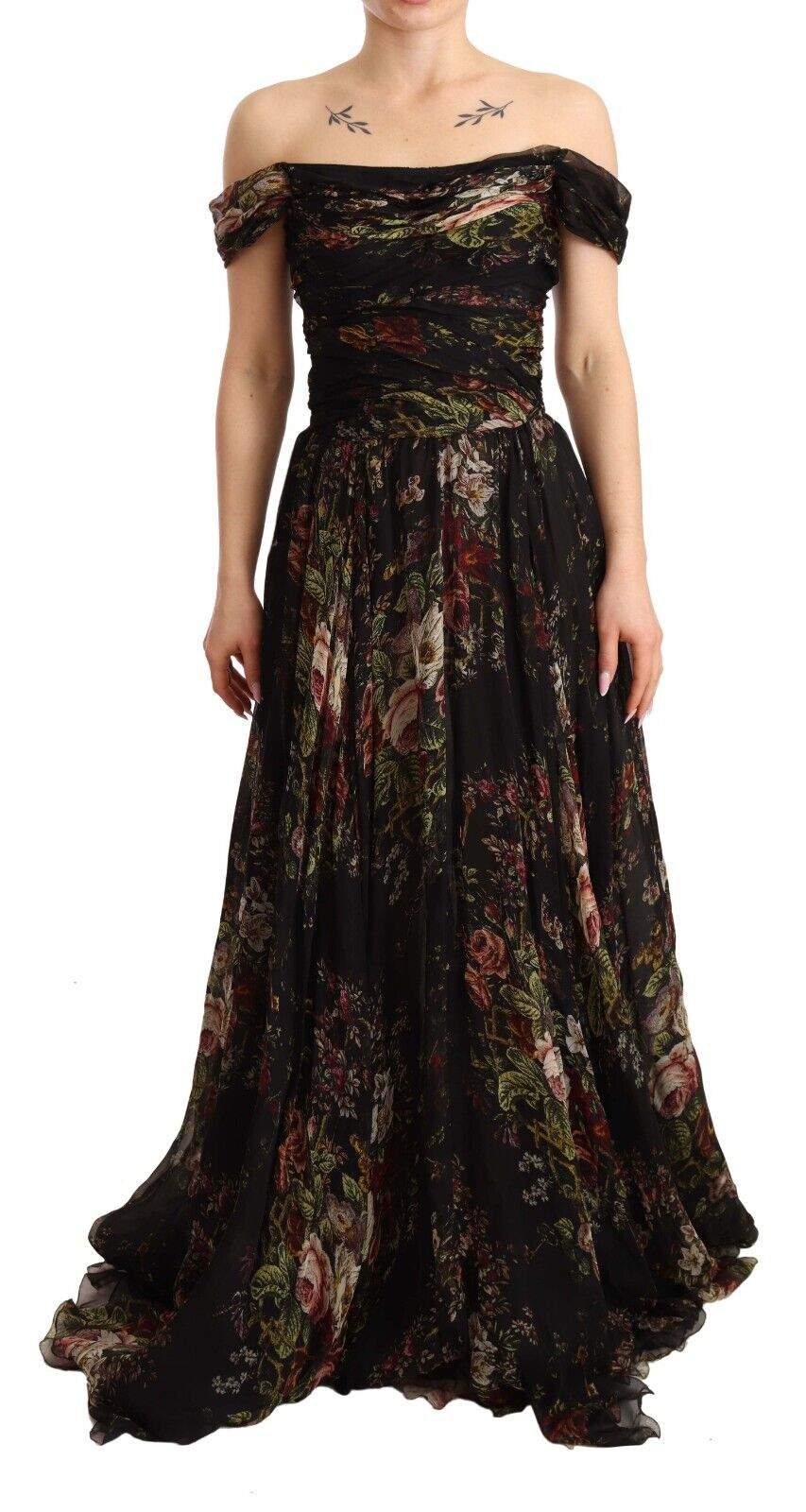 Dolce & Gabbana Multicolored Floral Off Shoulder Gown Dress Dolce & Gabbana, Dresses - Women - Clothing, feed-1, IT40|S, Multicolor at SEYMAYKA