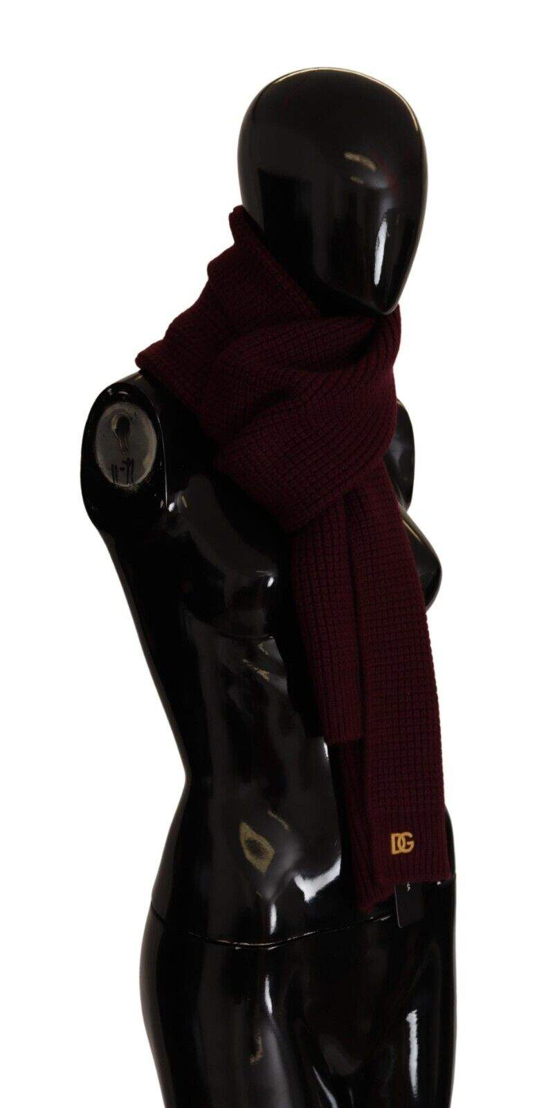 Dolce & Gabbana Dark Red Cashmere Logo Wrap Shawl Knitted Scarf Dolce & Gabbana, feed-1, Red, Scarves - Women - Accessories at SEYMAYKA