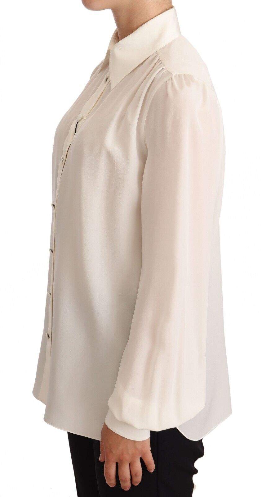 Dolce & Gabbana White Long Sleeve Polo Shirt Top Blouse Dolce & Gabbana, feed-1, IT36 | XS, Off White, Tops & T-Shirts - Women - Clothing at SEYMAYKA