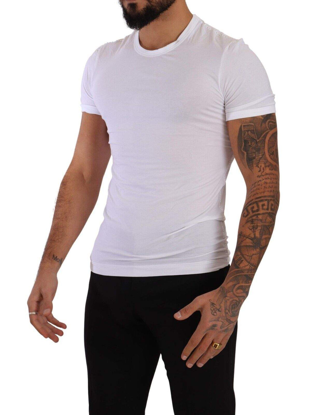 Dolce & Gabbana White Round Neck Cotton Stretch T-shirt Underwear #men, Dolce & Gabbana, feed-1, IT3 | XS, T-Shirts - Men - Clothing, Underwear - Men - Clothing, White at SEYMAYKA