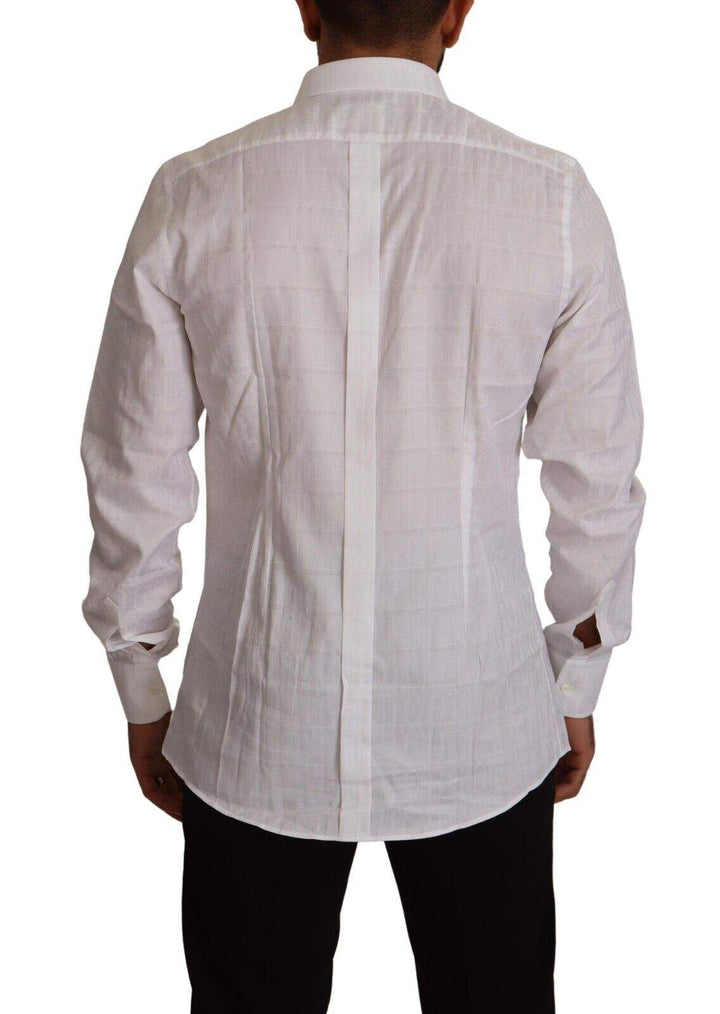 Dolce & Gabbana White GOLD Cotton Slim Fit Dress Formal Shirt #men, Dolce & Gabbana, feed-1, IT37 | XS, IT38 | XS, IT42 | XL, Shirts - Men - Clothing, White at SEYMAYKA