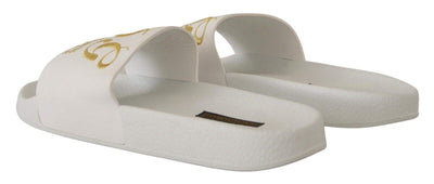 Dolce & Gabbana White Leather Luxury Hotel Slides Sandals Shoes #men, Dolce & Gabbana, EU40/US7, feed-1, Sandals - Men - Shoes, White at SEYMAYKA