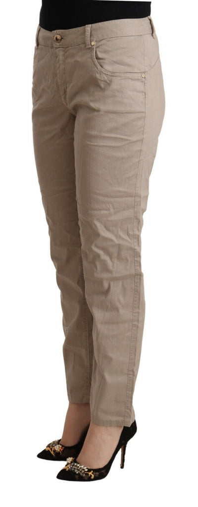 Acht Beige Tencel Mid Waist Tapered Casual Pants