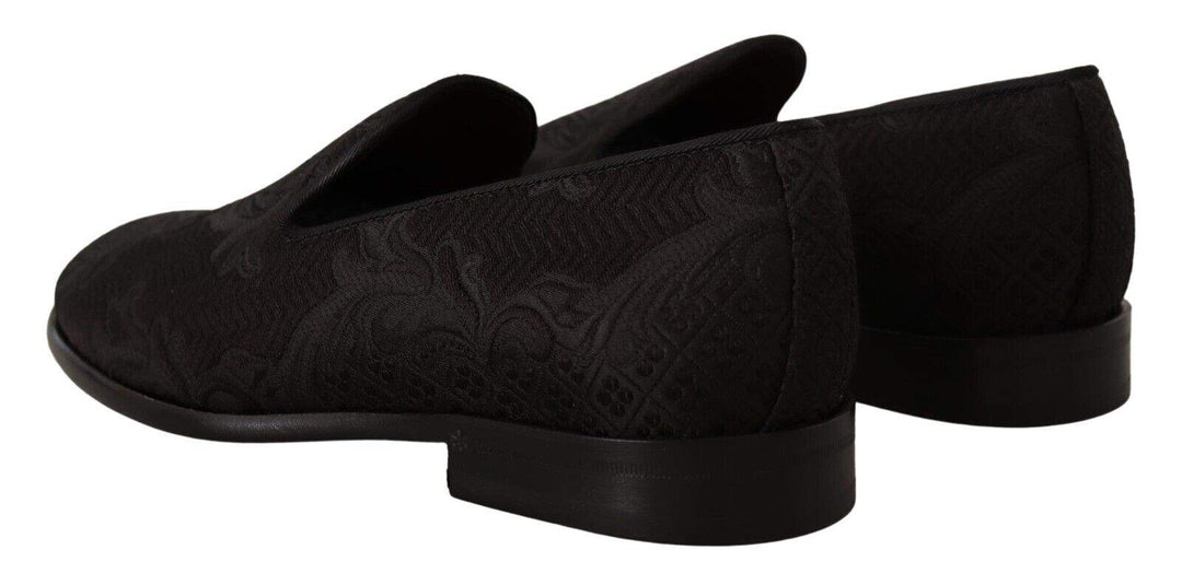 Dolce & Gabbana Black Floral Brocade Slippers Loafers Shoes #men, Black, Dolce & Gabbana, EU39/US6, feed-1, Loafers - Men - Shoes at SEYMAYKA