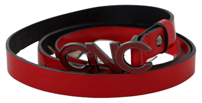 Costume National Red Black Reversible Leather Logo Buckle Belt 85 cm / 34 Inches, Belts - Women - Accessories, Costume National, feed-agegroup-adult, feed-color-Red, feed-gender-female, Red at SEYMAYKA
