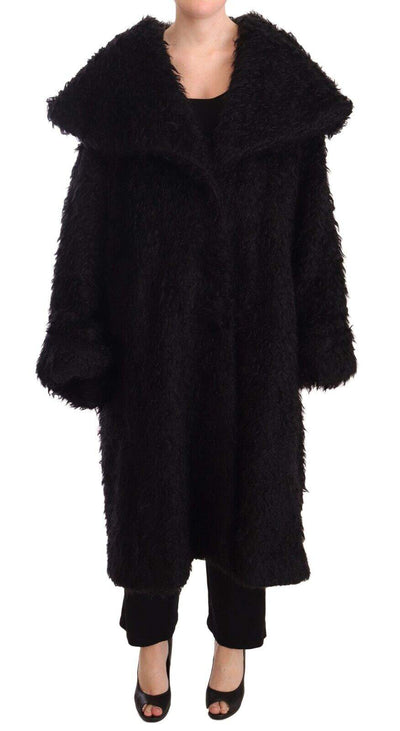 Dolce & Gabbana Black Mohair Fur Cape Trench Coat Jacket Black, Dolce & Gabbana, feed-1, IT40 | M, Jackets & Coats - Women - Clothing at SEYMAYKA