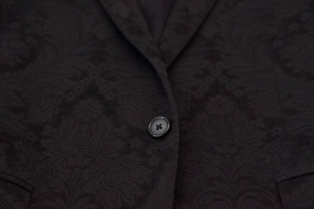 Dolce & Gabbana Black Floral Brocade 2 Piece MARTINI Suit