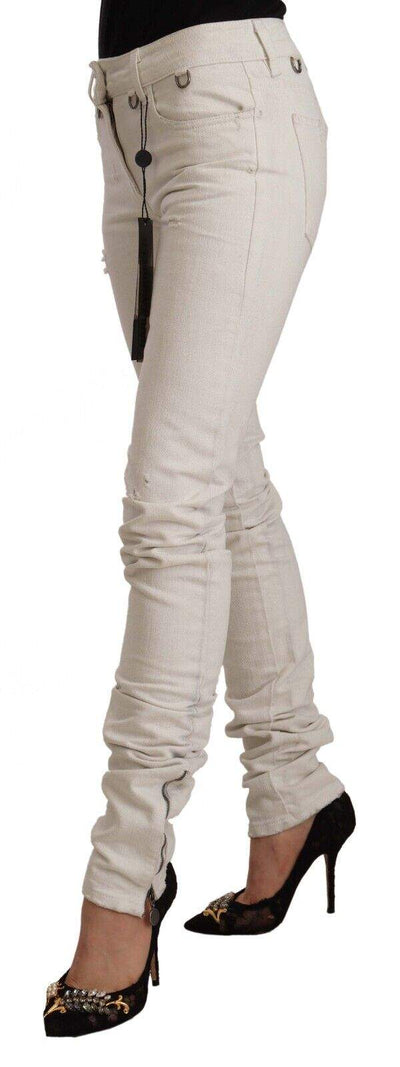 Karl Lagerfeld White Mid Waist Cotton Denim Slim Fit Jeans feed-1, Jeans & Pants - Women - Clothing, Karl Lagerfeld, W26 | IT40, White at SEYMAYKA